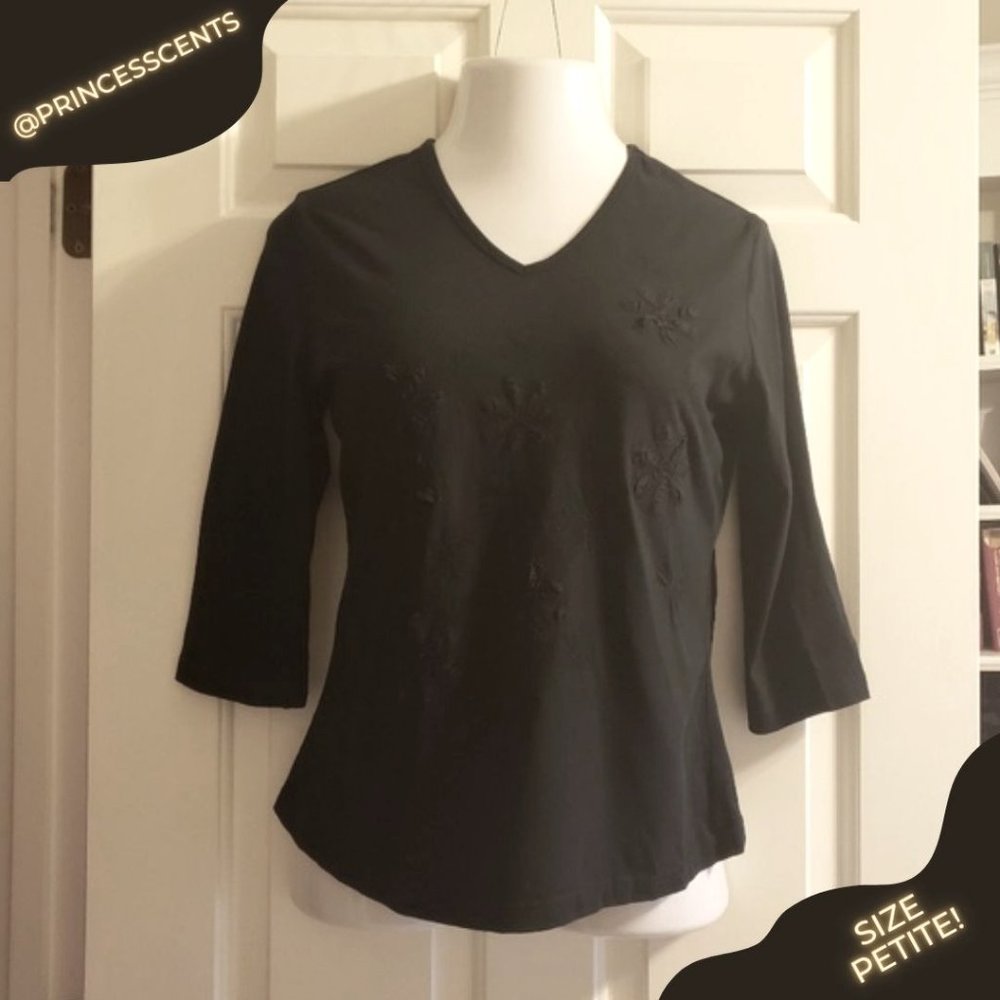 Westbound Petites Shirt - Floral Embroidered